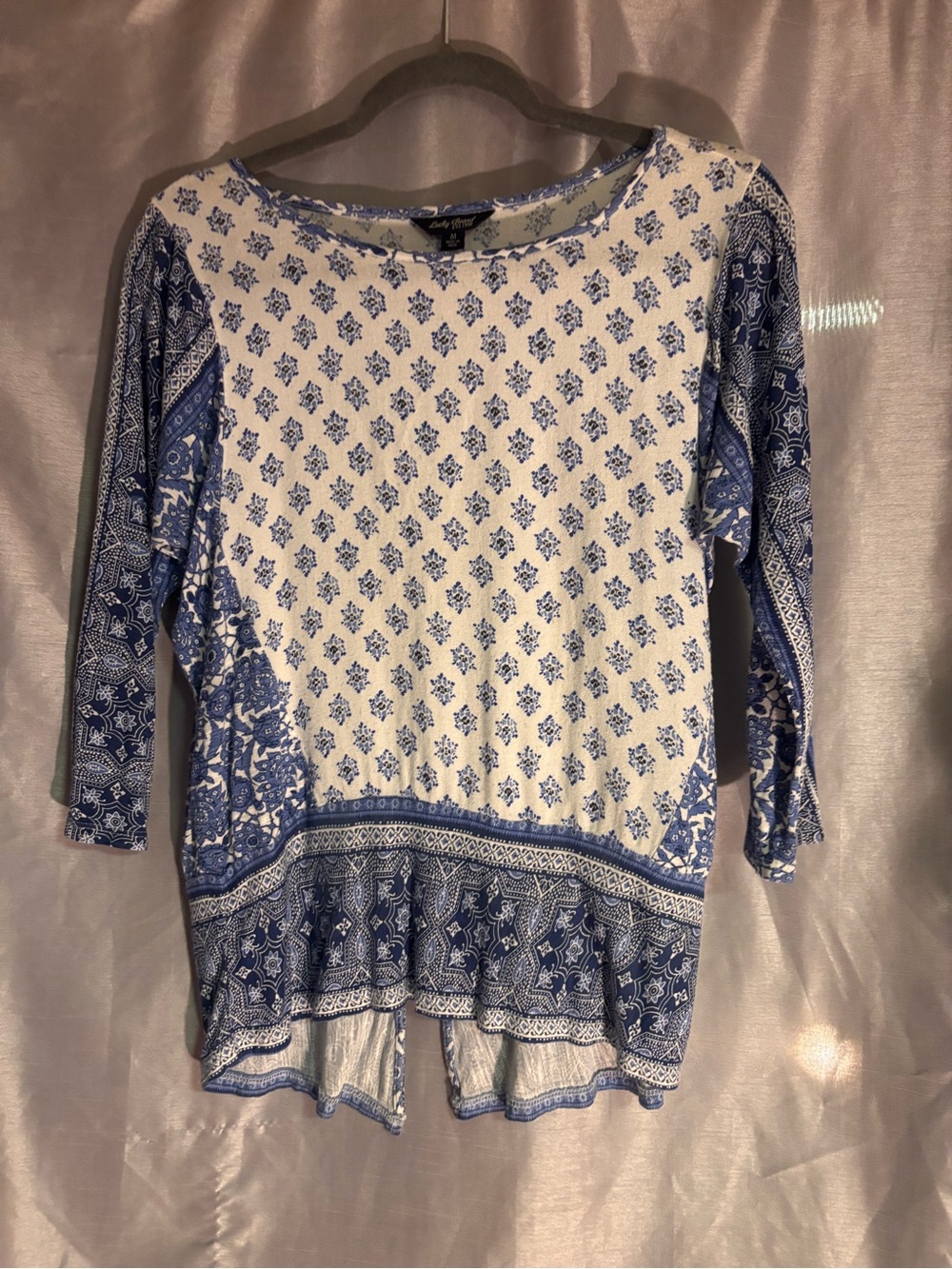 Lucky Brand Blue and White Printed Peasant Tunic